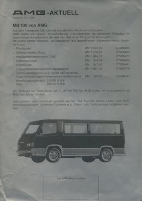 Mercedes-Benz AMG MB 100 Prospekt 1.1989