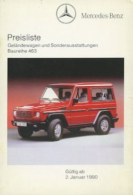 Mercedes-Benz G-Klasse Preisliste 1.1990