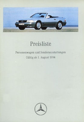 Mercedes-Benz Preisliste 8.1994