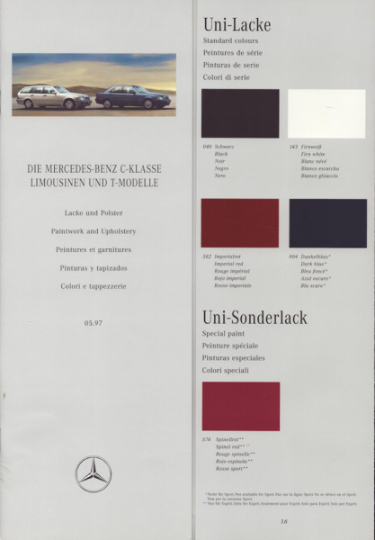 Mercedes-Benz C-Klasse Farben 5.1997