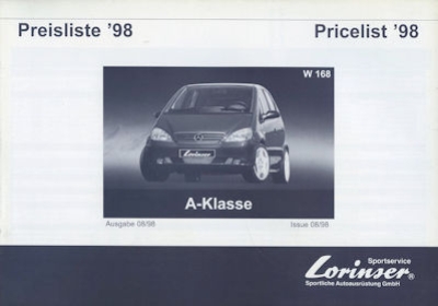 Mercedes-Benz Lorinser A-Klasse Preisliste 1998