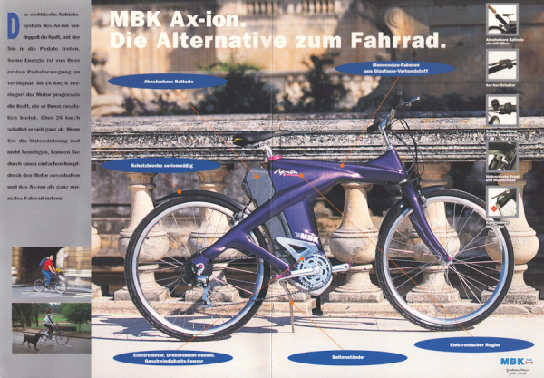 MBK Ax-ion Elektro-Fahrrad Prospekt 1990er Jahre