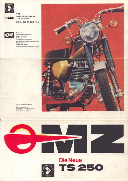 MZ Die neue TS 250 Prospekt 1972