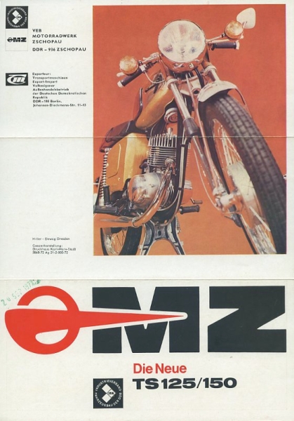 MZ Die neue TS 125 / 150 Prospekt 1972