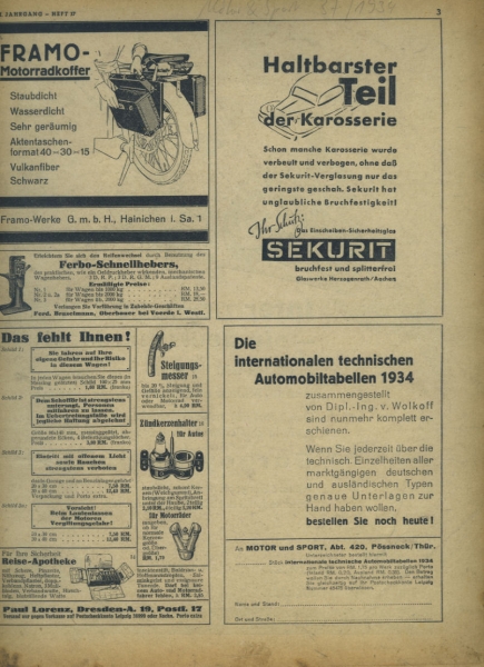 Motor & Sport 1934 Heft 37