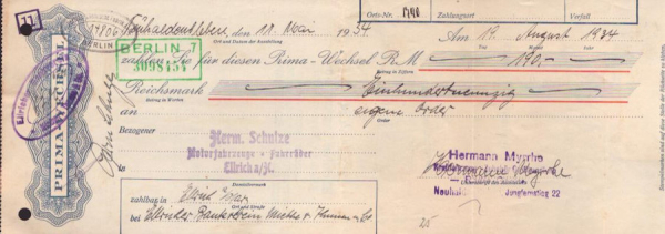 Hermann Myrrte Neuhaldensleben Wechsel 1934