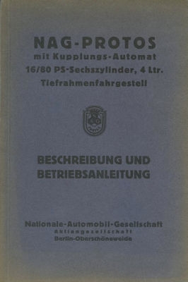 NAG-Protos 14/80 PS Bedienungsanleitung 8.1930