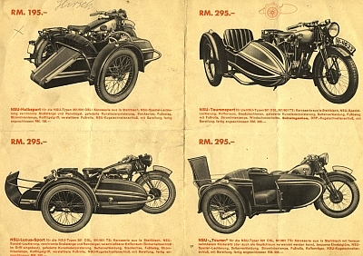 NSU Seitenwagen Prospekt ca. 1933