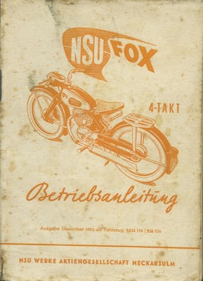 NSU Fox Bedienungsanleitung 12.1952
