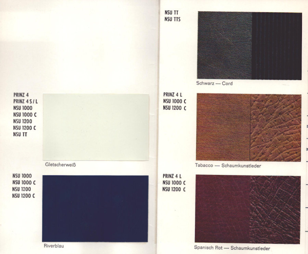 NSU Farben 1960er Jahre