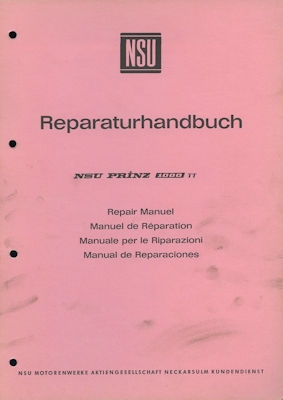 NSU Prinz 1000 TT Reparaturanleitung 1970er Jahre