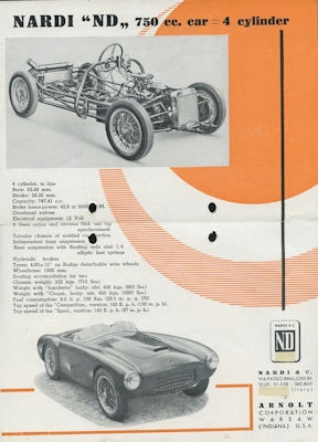 Nardi ND 750 brochure 1950s