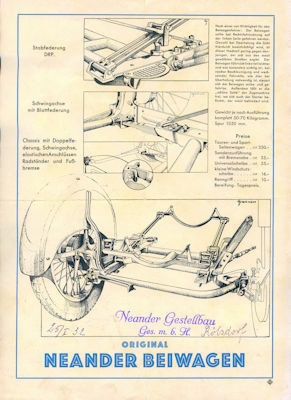 Neander Beiwagen Prospekt ca. 1930