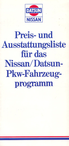 Nissan / Datsun Pkw Preisliste 3.1983
