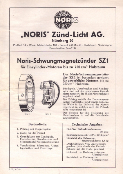 Noris Schwungmagnetzünder SZ 1 2.1952