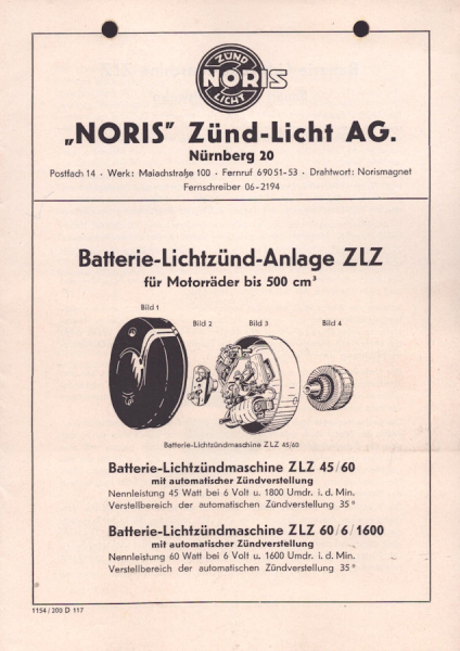 Noris Batterie-Lichtzünd-Anlage ZLZ 11.1954