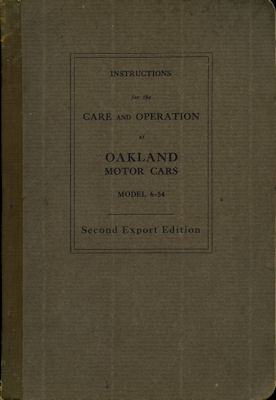 Oakland Model 6-54 Bedienungsanleitung ca. 1930