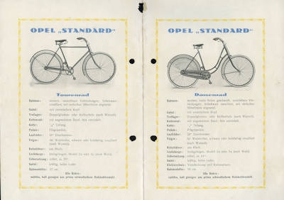 Opel Standard Bicycle brochure 1920s