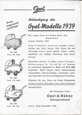 Opel & Kühne stroller brochure 1939