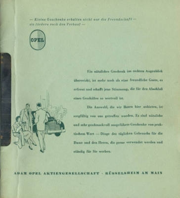 Opel Werbe-Geschenke Katalog ca. 1950