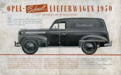 Opel Schnell-Lieferwagen brochure 1950