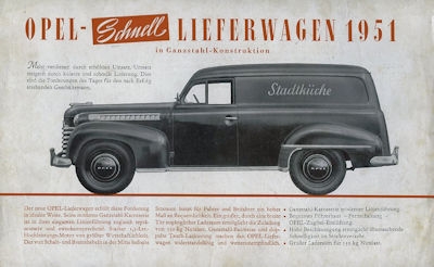 Opel Schnell-Lieferwagen brochure 1951