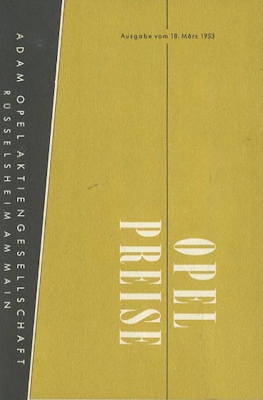 Opel Preisliste 3.1953