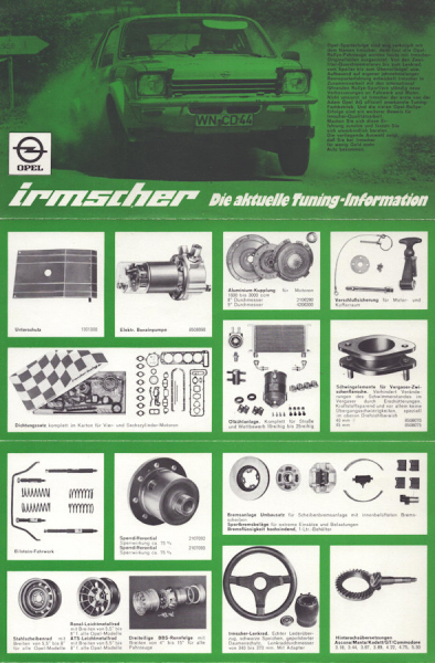 Opel Irmscher Tuning Prospekt 1970er Jahre