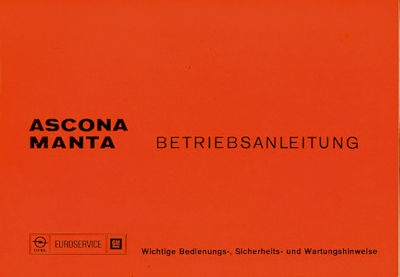 Opel Manta / Ascona Bedienungsanleitung 7.1975