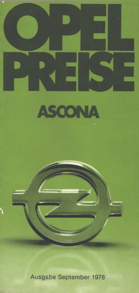 Opel Ascona B Preisliste 9.1978