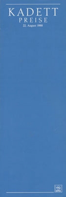 Opel Kadett E Preisliste 8.1988