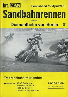 Program Berlin-Mariendorf Sandbahnrennen 15.4.1978