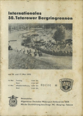 Program 50. Teterower Bergringrennen 16./ 17.5.1970