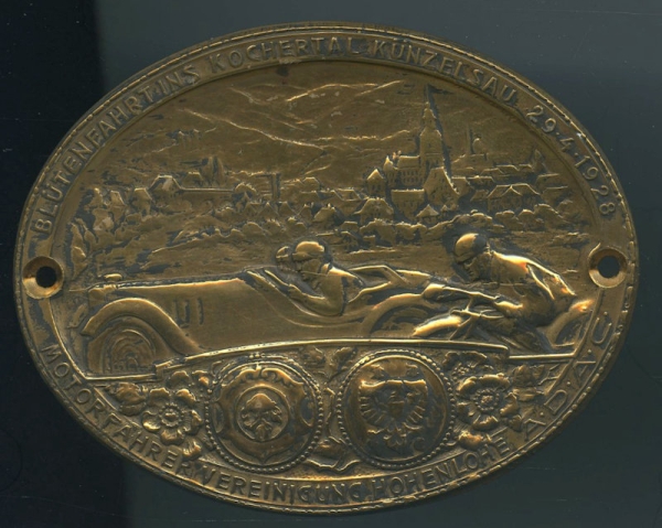 Plakette Blütenfahrt ins Kochertal Künzelsau 29.4.1928