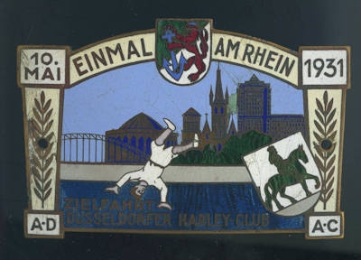 Badge Rhein-Zielfahrt des Harley-Club Düsseldorf 1931