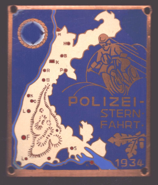 Plakette Polizeisternfahrt Schwarzwald 1934