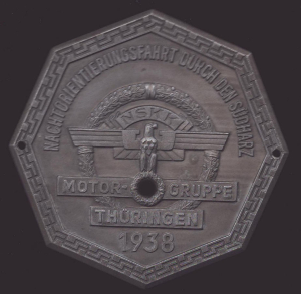 Plakette NSKK Nachtorientierungsfahrt Südharz 1938