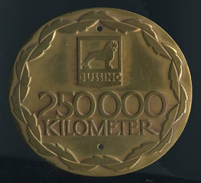 Plakette Büssing 250 000 km 1950/60er Jahre