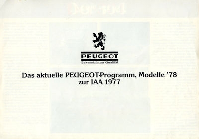 Peugeot Programm 1978 IAA 77