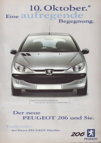 Peugeot 206 Primiere Prospekt 10.1998