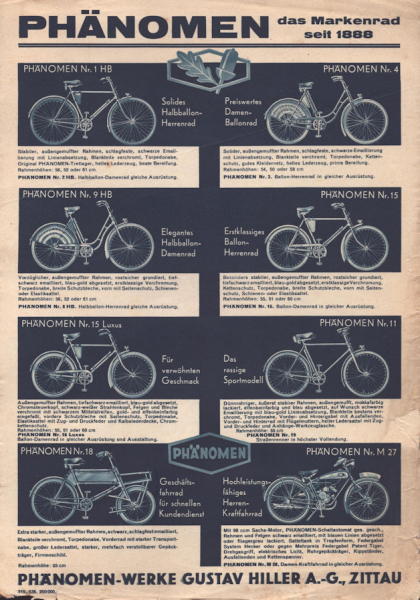 Phänomen Fahrrad Prospekt 5.1936