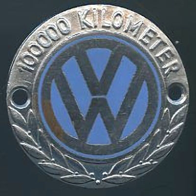 Plakette VW 100 000 km 1960er Jahre