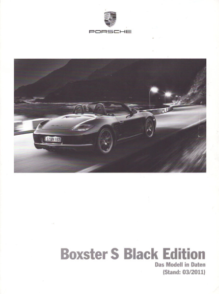 Porsche Boxster S Black Edition Typ 987 Daten-Prospekt 3.2011