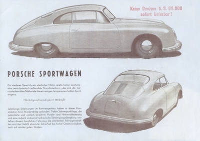 Porsche 356 Prospekt ca. 1948