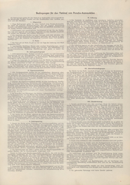 Posche 356 Formular Automobil-Bestellung 3.1952