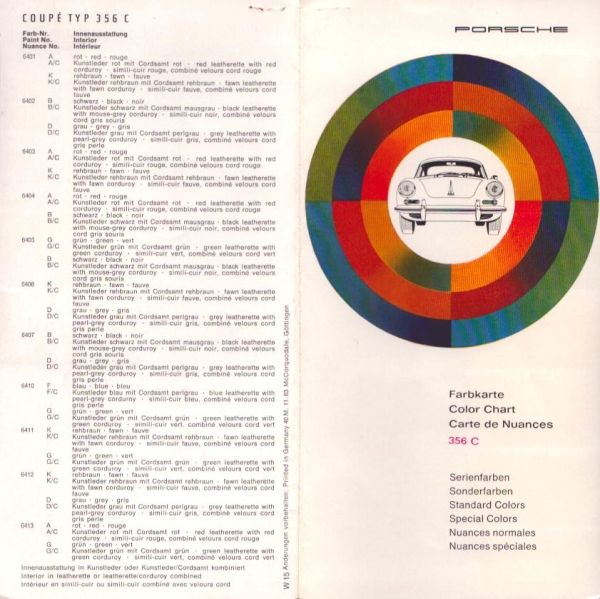 Porsche 356 C Farben 11.1963