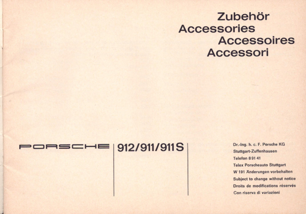 Porsche 911 / 911 S / 912 Zubehör-Katalog 11.1966