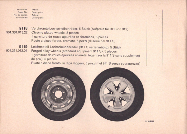 Porsche 911 / 911 S / 912 Zubehör-Katalog 11.1966
