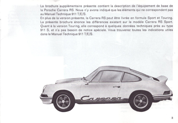 Porsche Carrera RS Bedienungsanleitung 1973 f