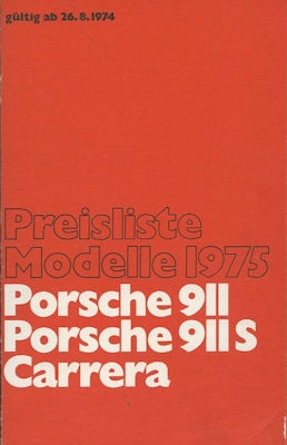 Porsche 911 Preisliste 8.1974